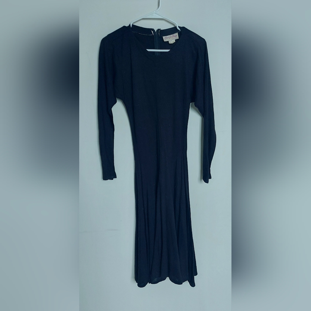 Black Long Sleeves Midi Dress Size Small